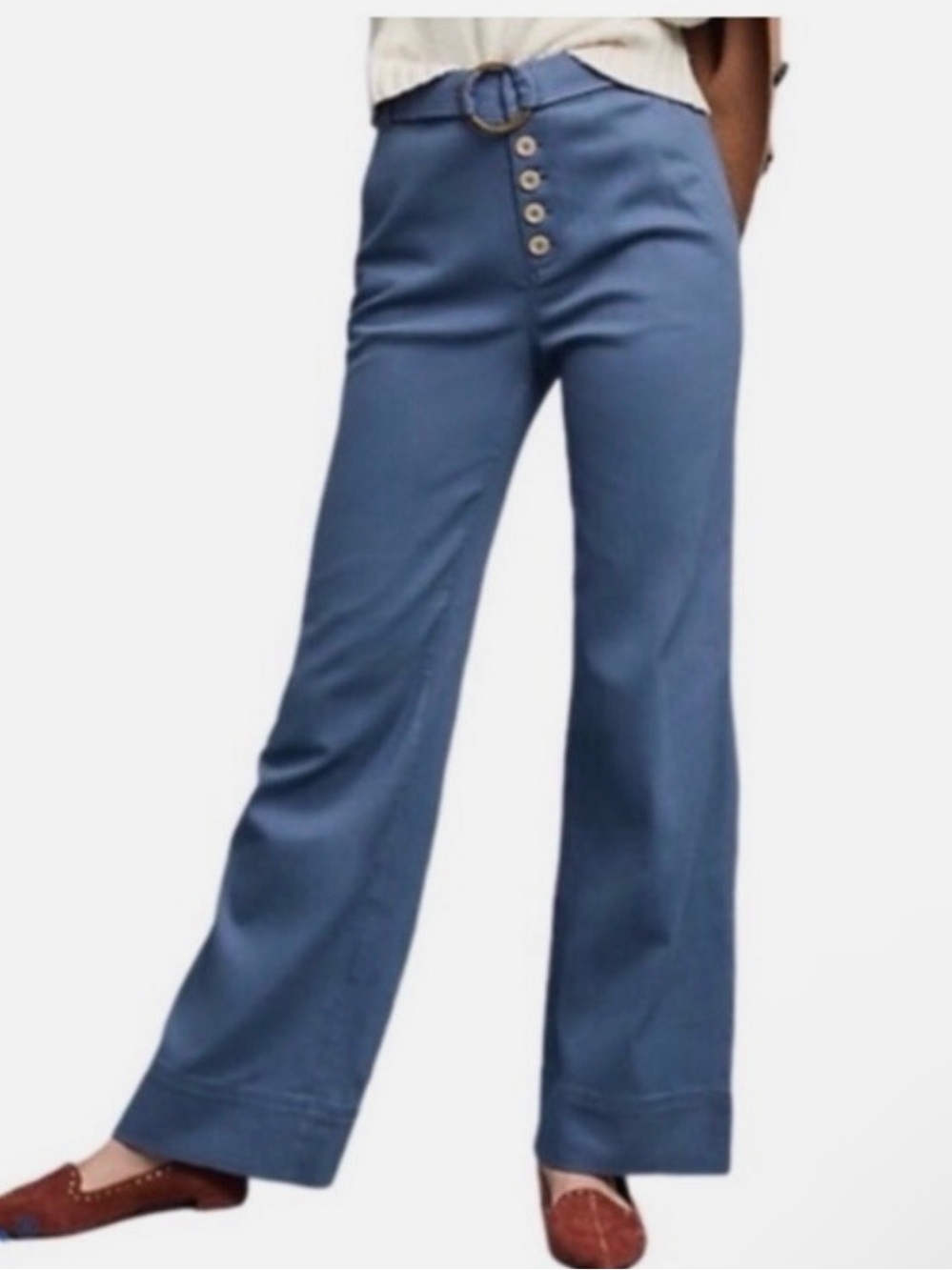 Anthropologie Wide Leg Pants in Blue Size 2